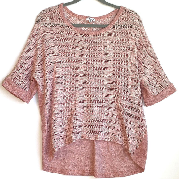 Splendid Open Knit Sweater Short Sleeve Beach Cover Up Boho Small Pink - Picture 1 of 8